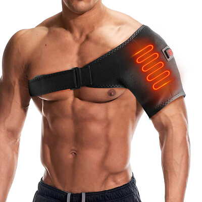 Heated Shoulder Brace Massage Rotator Cuff Support Pain Relief Tendonitis