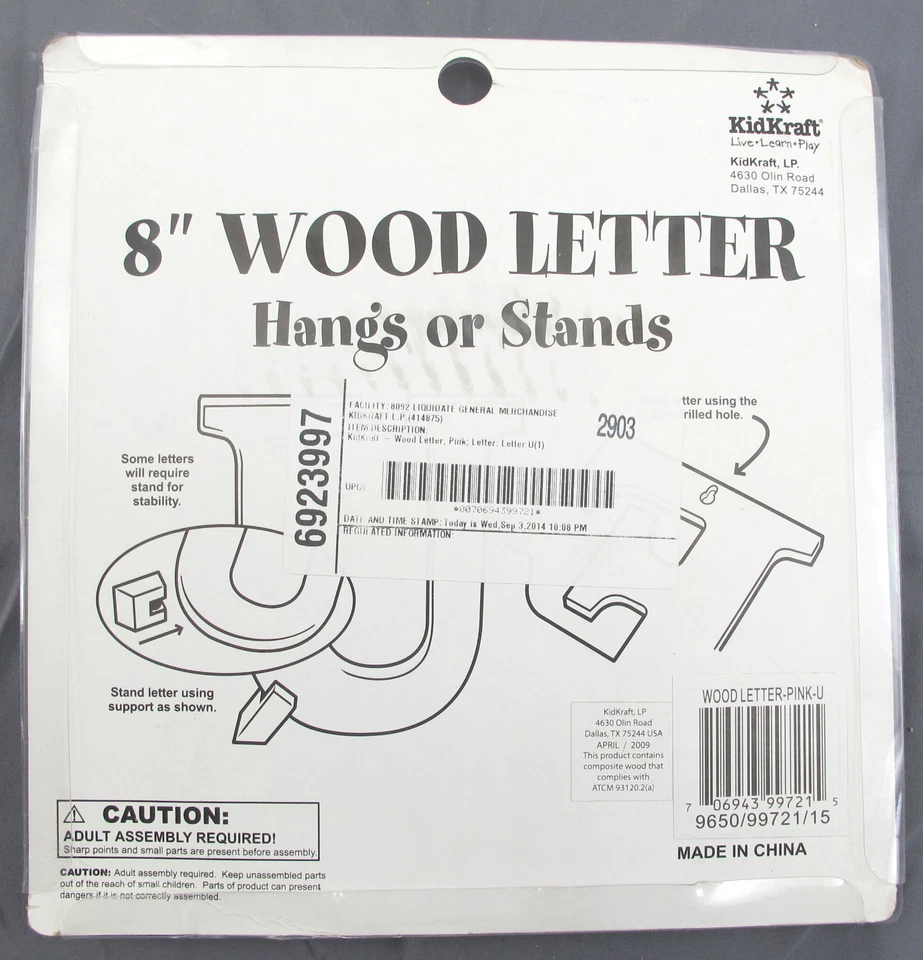 Colgante de pared de madera pintado a mano Kidkraft letra inicial U - rosa - 8" de alto Foto 2 de 3