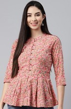 Indian Bollywood Cotton kurti /kurta Women Ethnic Dress Top Tunic Pakistani New