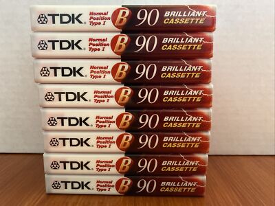 NEW & SEALED TDK BRILLIANT B 90 TYPE I BLANK AUDIO CASSETTE TAPE LOT 0F 8 JAPAN