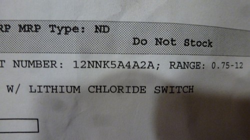 SOR 12NN-K5-A4-A2A, Pressure switch, Monel Diaphragm w/ Lithium Chloride Switch - Picture 10 of 10