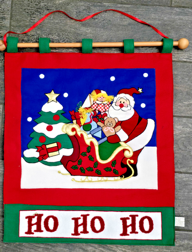 VTG Christmas Decor Santa Claus Ho Ho Ho Door Hanger Wall Hanging Decoration 18" - Picture 3 of 11
