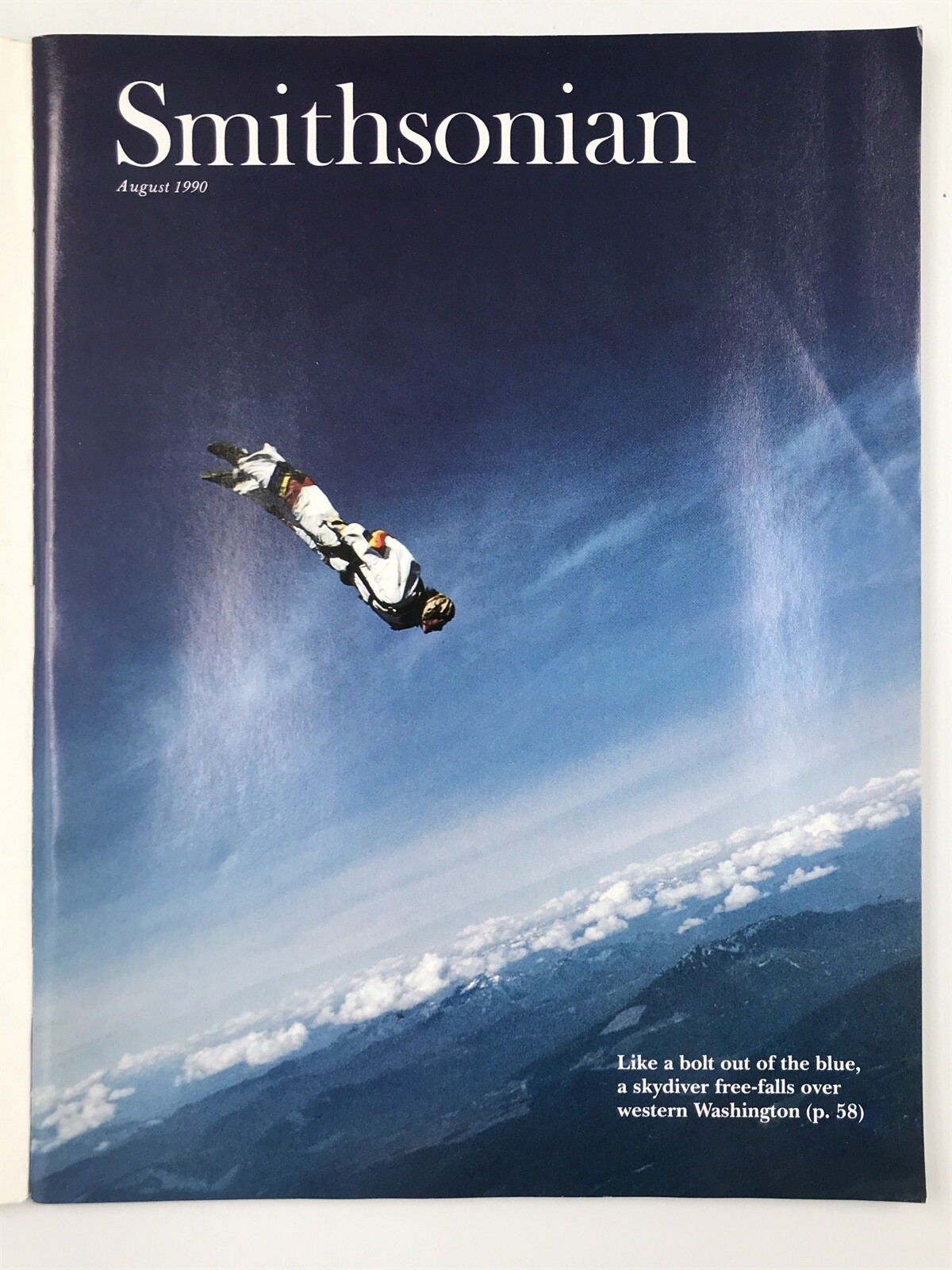 Smithsonian Magazine Back Issue August 1990 Skydiver Free-Falls Over ...