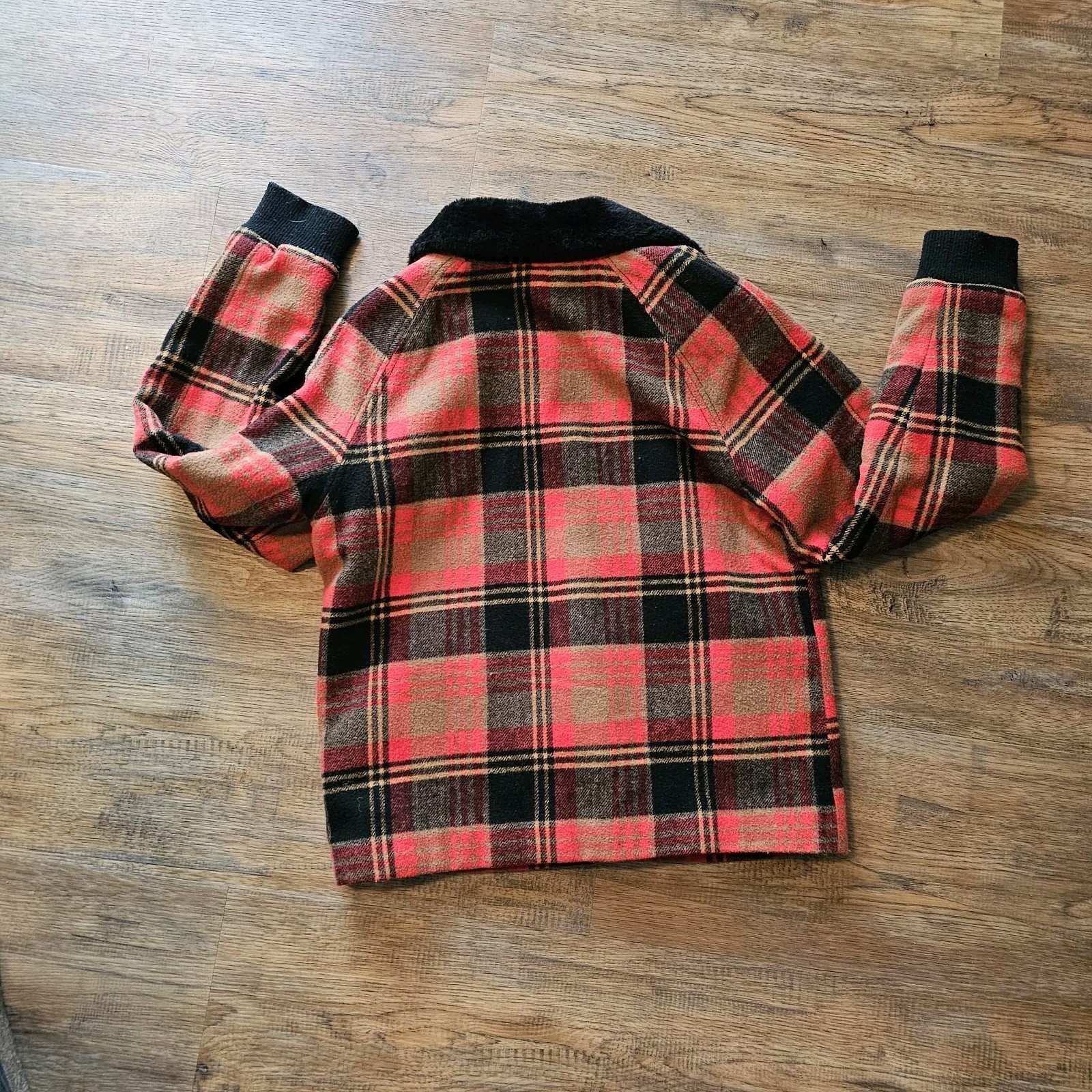 FILA Giacca a quadri Volcom Stone Row arancione taglia M 12 giacca skater Y2k collo pelliccia sintetica