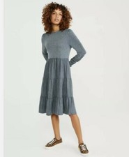NWT Ann Taylor Tiered Mock Neck Shift Dress Light Charcoal Heathered Grey Sz XSP