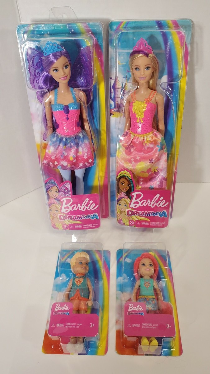 Lot Four (4) NEW 2019 Barbie Dreamtopia Dolls Mattel GJK00, GJK13