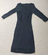 Mint Velvet Little Black Dress Size Small 8 10 Stud Details Sheer Sleeves