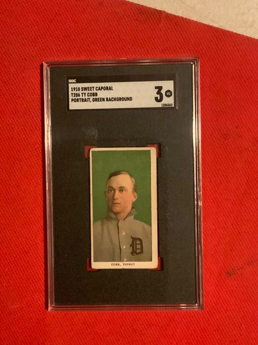 1909 T206 TY COBB Piedmont GREEN Portrait SGC 3 Sweet Caporal Rare