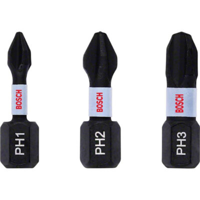 Bosch 2608522470 Impact Control Set PH1/2/3 25mm 3pc