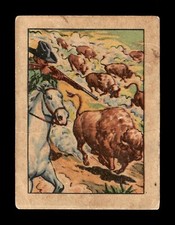1951 Post HOPALONG CASSIDY Wild West #35 Trading Card Shooting Buffalo Hunting