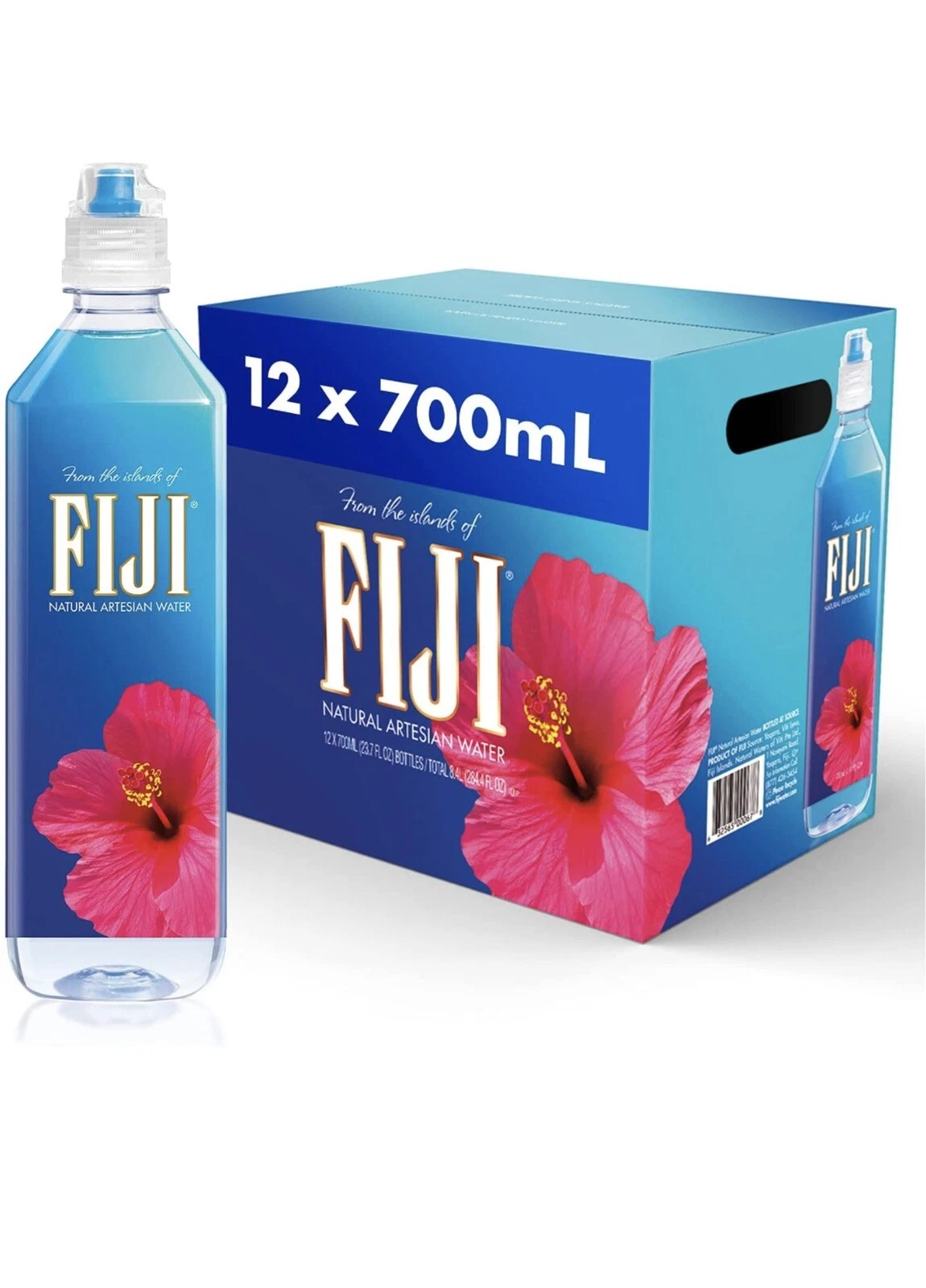 FIJI Natural Artesian Water, 23.7 Fl Ounce Bottle Pack of 12