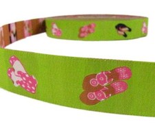 5 Yards Summer Beach Flip Flops Shoes Blue Woven Jacquard Ribbon 7/8"W