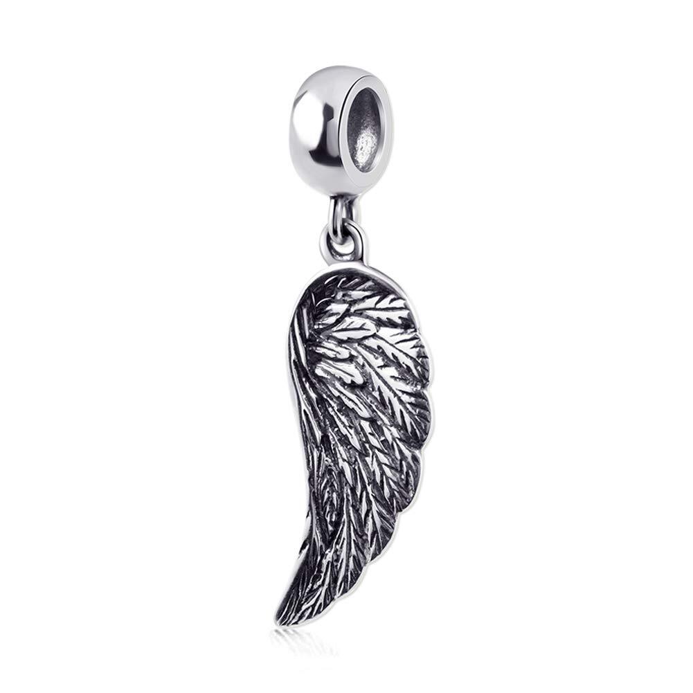 Angel Wing Charm 925 Sterling Silver Wing Pendant Lucky Charm Lucky Bracelets Ch