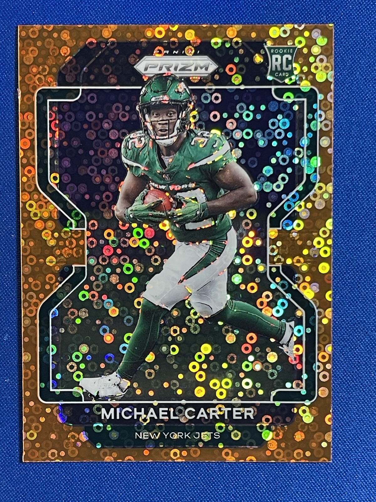 2021 PANINI PRIZM  FOOTBALL MICHAEL CARTER ROOKIE ORANGE DISCO PRIZM  #365