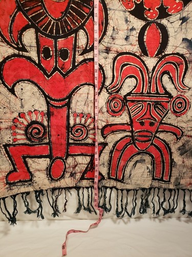 Vintage Aztec Design Cloth Tapestry Fringe Bottom, Dyed Design, 44" x 34" - Picture 11 of 12