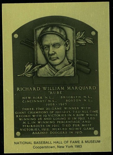 Rube Marquard Rare 1981-89 Hall of Fame Plaque Metallic Card New York Giants - 第 1/2 張圖片
