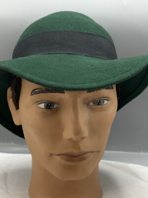 Vtg 100% Felted Wool Arlin Bucket Hat One Size Dark Green  display picture 1