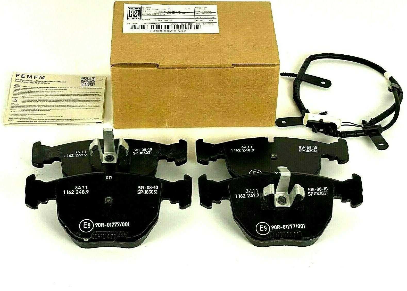 🚚Rolls Royce Ghost, Wraith & Dawn Rear Brake Pad With Sensors