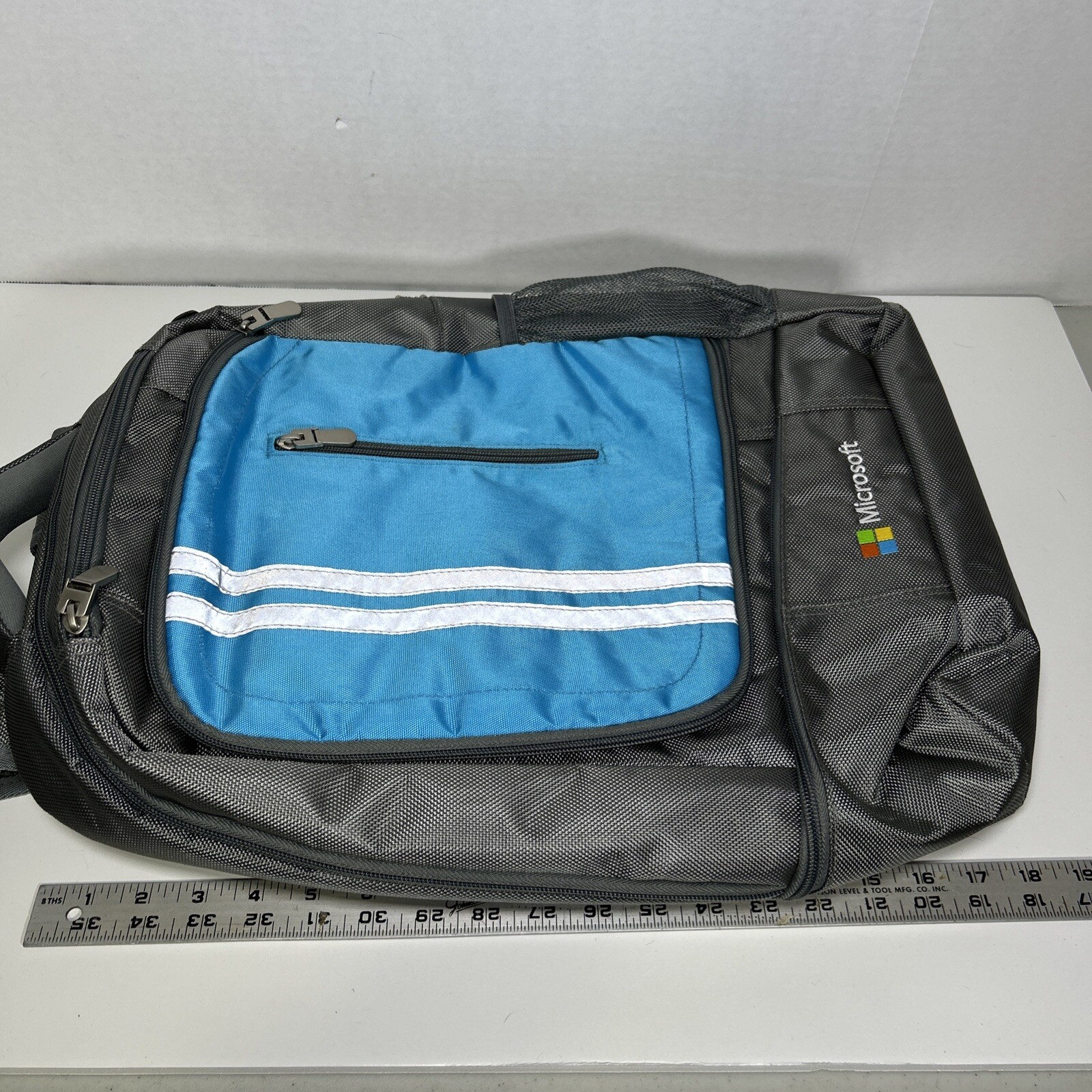 Microsoft Backpack Gray Blue With Logo - image 17