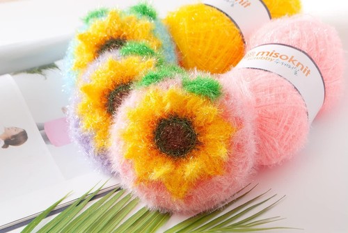 Pastel Scrubby Yarn for dishcloths Crocheting 2 Skeins Polyester 100% - Picture 5 of 8