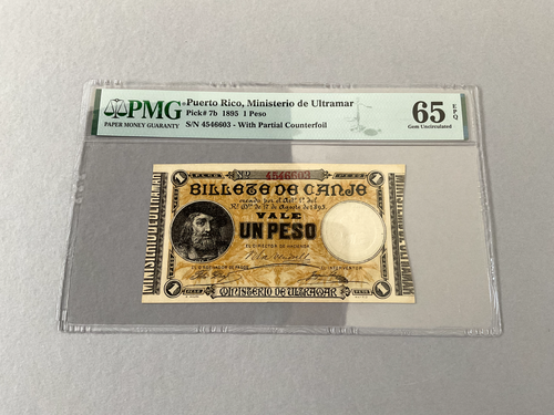 Puerto Rico 1 Peso P-7b 1895 PMG 65 EPQ - Bild 2 von 4
