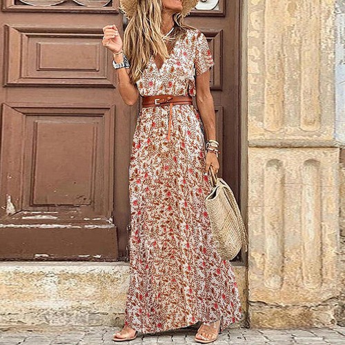 Women Plus Size Holiday Boho Dress Ladies Summer Beach Long Maxi Dress Sundress∂ - Picture 5 of 19