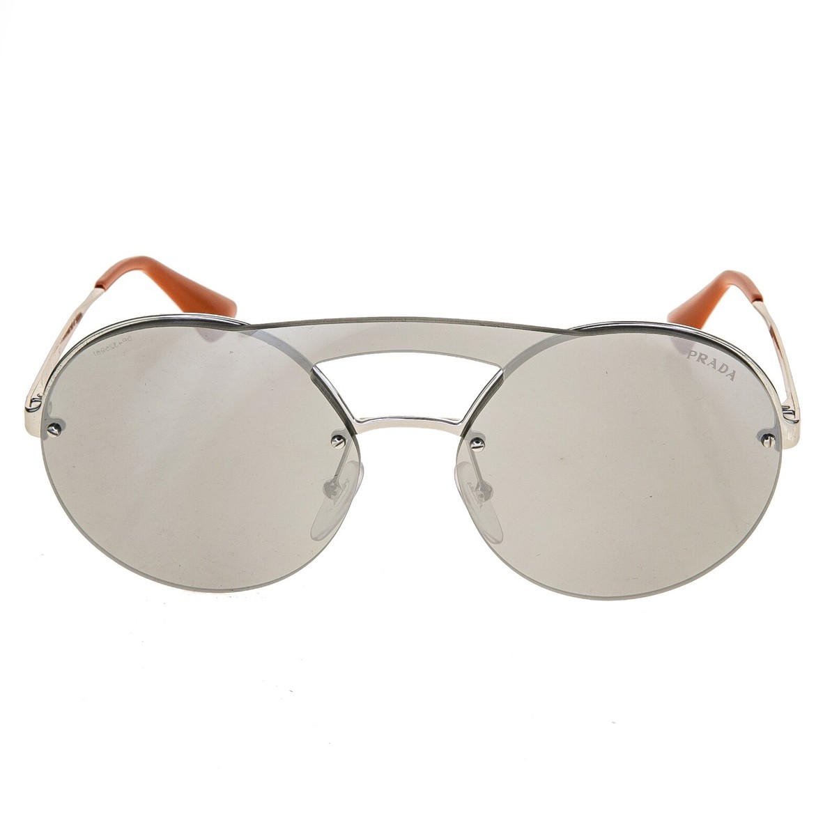 PRADA CINEMA ROUND Sunglasses 65T Silver Unisex PR65TS Snoop Dogg