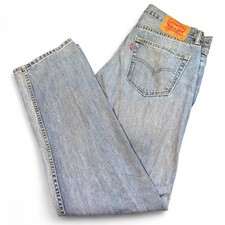 Levi's 505 Jeans Mens 34x32 Blue Straight Light Wash Denim 100 Cotton Workwear