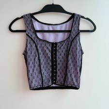 Unbranded Lace Overlay Hook and Eye Corset Crop Top Size M