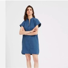  Everlane The Splitneck Jean Denim Boxy Shift Above Knee Dress sz 4 Small