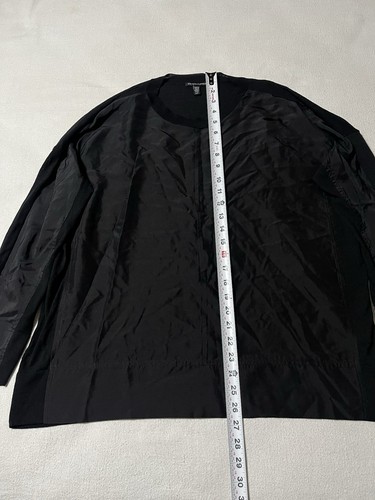Giacca a vento Eileen Fisher top corpo anteriore sensazione girocollo manica lunga nero - Foto 2 di 8