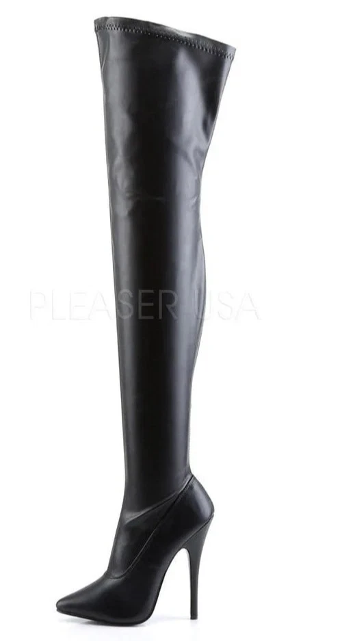 Bota stripper Dominatrix 6" salto agulha coxa elástica polo alto dançarino tamanho 9 - Imagem 4 de 4