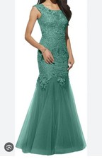 JJ'S House Women's Lace Mermaid Formal Evening Dress In Dark Green SZ 8