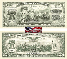 5 Pack USA 250th Anniversary Dollar Bill Collectible American Freedom Money