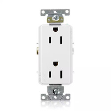 Decora plus 15 Amp 125 V Industrial Grade Duplex Outlet/Receptacle, White 1-Pac