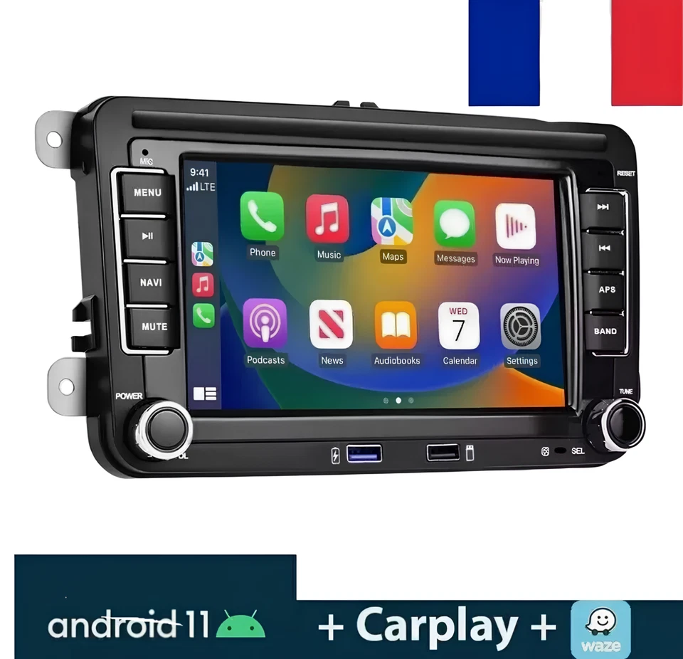 Autoradio 2DIN 7" CarPlay Android Auto VW Polo 4 5 (9N 6R 6C) GPS BT USB HD RDS - Photo 1/4