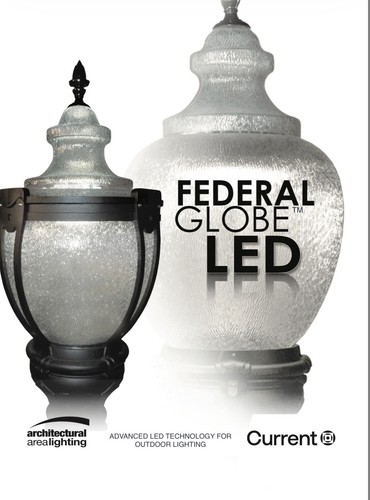 42” Current Lightning Outdoor Post Light Federal Globe Large 5” LED