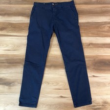 ZARA Navy Blue Chinos Flat Front Straight Leg Casual Pants Men Size 32