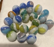 Vintage lot of Glass Toy Marbles Mixed Colors Blue Green Yellow White Swirl