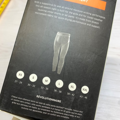 Saxx Kinetic Light-Compression Support Mesh Tights Men's Size S 30-32 Black - Picture 10 of 10