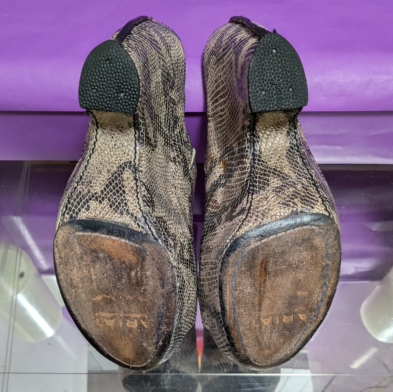 Ariat Brown Leather Womens Python Print Mule Plat… - image 8