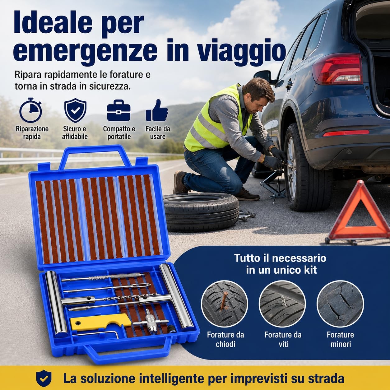 Various - Kit Riparazione Pneumatici Tubeless 37 Pezzi Kit Ripara Gomme Auto e - Miniatura 14