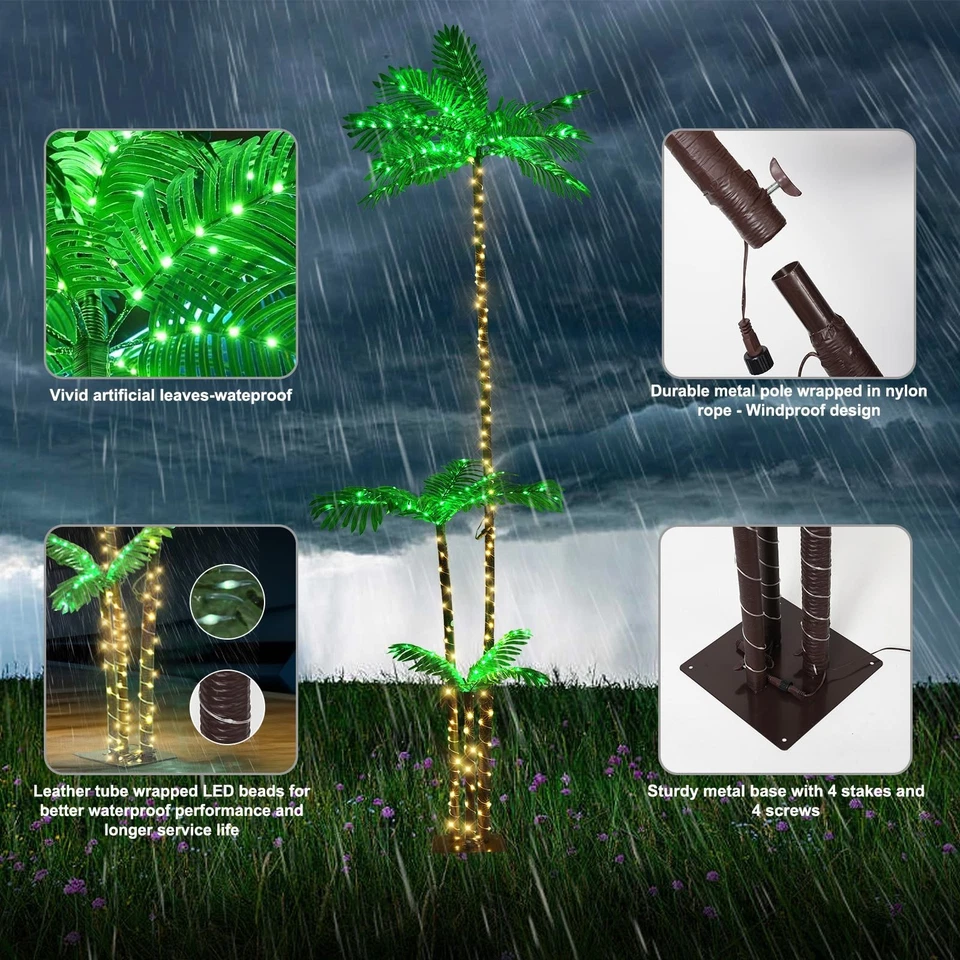 Lighted Palm Tree 8'/6.5',4', 2' for Outside Patio,Light Up LED Palm Trees wi... - Image 3 of 4