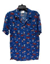 Peanuts Snoopy and Woodstock Patriotic Short Sleeve Men's button down- New 