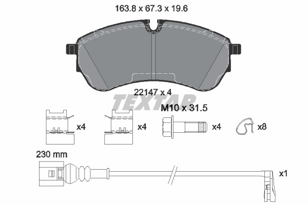 Textar 2214703 Bremsscheiben-BremsbeläGe-Kit VW 7T0698151-image