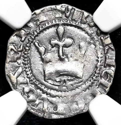 HUNGARY Queen Maria, 1382-1395 AD SCARCE Silver Denar Coin, HIGH GRADE, NGC XF40