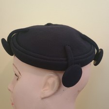 Vintage 1960's Navy Felted Pillbox Mod Hat