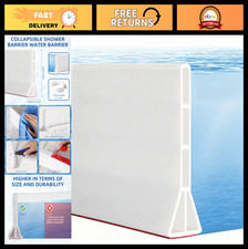 4" High Shower Water Dam, 67" Collapsible Splash Guard, Self-Adhesive Barrier