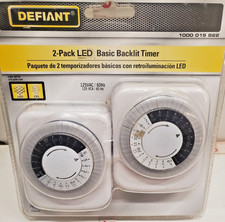 Plug in Timer Programmable 24 hour LED Backlit 2 Pack Defiant Brand Energy saver