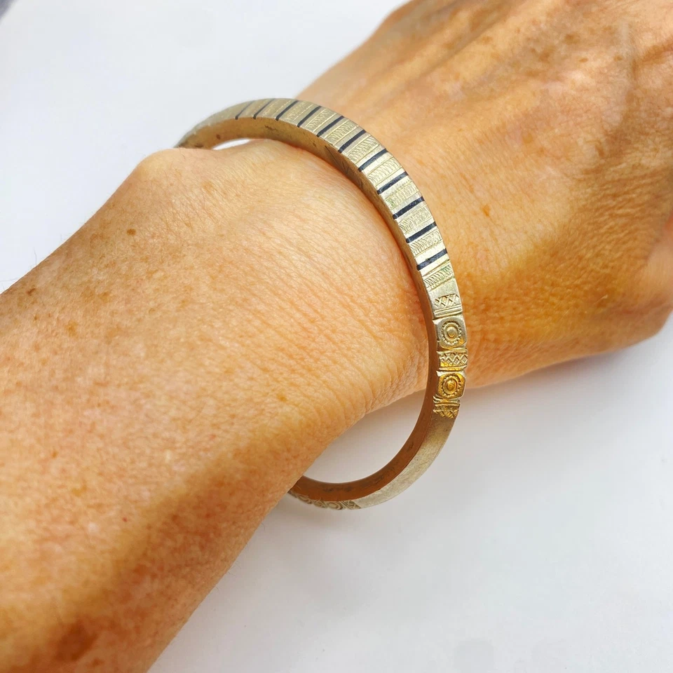 Pulsera Africana Firmada TUAREG Moneda Plata Tribal Étnica Boho Unisex 7 1/2" Foto 4 de 4